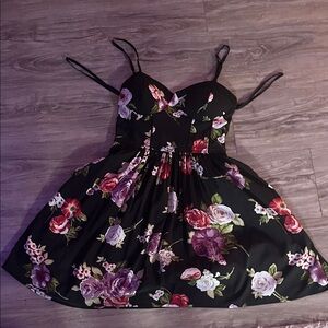 Band of Gypsies Floral Dress - Black and Purple